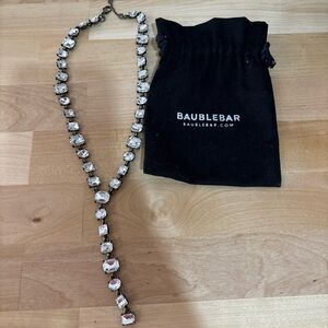 BaubleBar Silver and White y shape Crystal Necklace
